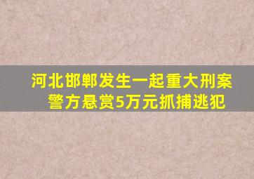 河北邯郸发生一起重大刑案 警方悬赏5万元抓捕逃犯